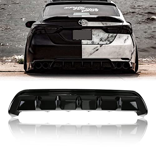 Acmex Rear Diffuser Compatible with 2018-202 Camry SE XSE, GT Shark Fin Style Rear Bumper Lip Rear Body Splitter Valance (Glossy Black)