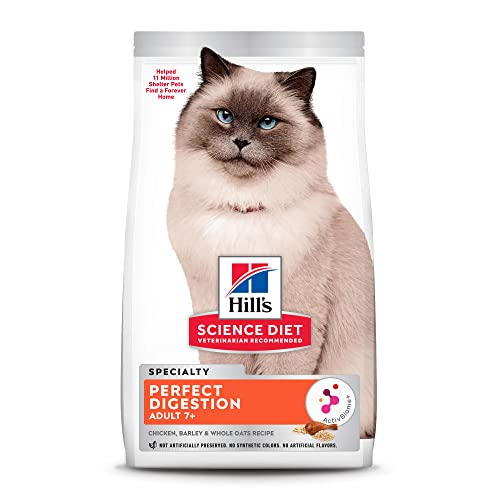 Hill's Science Diet Senior Adult 7+ Dry Cat Food, Perfect Digestion, Chicken Recipe, 13 lb. Bag
