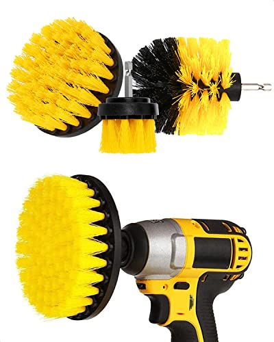 3Pcs Power Drill Brush Attachment - Grout Cleaner for Tile Floors Drill Brush Set Bathroom Cleaner for Pool Tile Tub Shower Scrubber for Cleaning - Kitchen Scrub Brush Car Wash Brush Drill Attachment