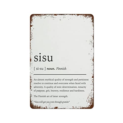 NAMEY Sisu Definition Print, Finnish Wall Art, Living Room Decor Metal Signs Metal Tin Sign Vintage Wall Decor Retro Art Tin Sign Funny Decorations for Home Bar Cafe Farm Room Metal Poster 8x12 Inch