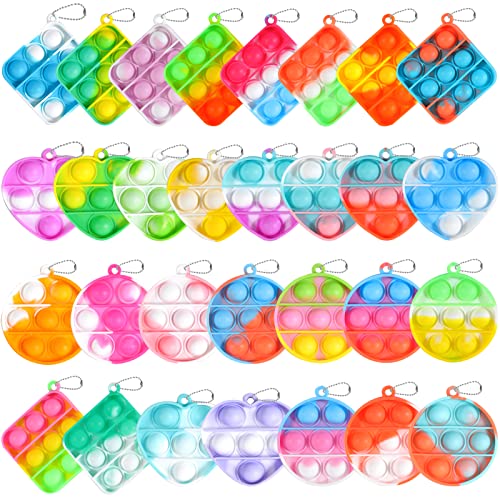 30 PCS Pop Fidget Toys Its Party Favors for Kids 4-8,8-12, 3 Shape Pop Keychain It Kids Bulk Fidgets Toys Small Prizes for Kids Classroom Birthday Toys Party Fidget Pack Popper Toy Gift for Girls Boys