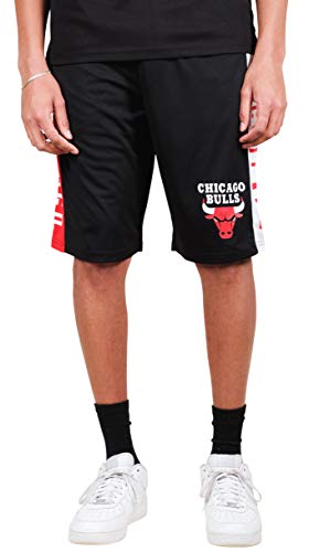 Ultra Game NBA Chicago Bulls Mens Mesh Basketball Shorts, Black, Large