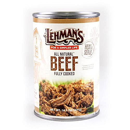 Lehman's All-Natural USA Made Ready to Eat Canned Ground Beef Meat, 14.5 Oz, Case of 24