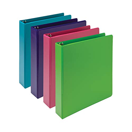 Samsill Earths Choice, Plant-Based Durable 3 Ring Binders, Fashion Clear View 1.5 Inch Binders, Up to 25% Plant-Based Plastic, Assorted 4 Pack