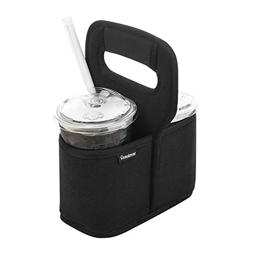 Cup Drink Carrier with Handle, Reusable Coffee Cup Holder for Hot or Cold Drinks, On-The-go Water Bottle Cup Caddy with Adjustable Dividers for Food Delivery Service