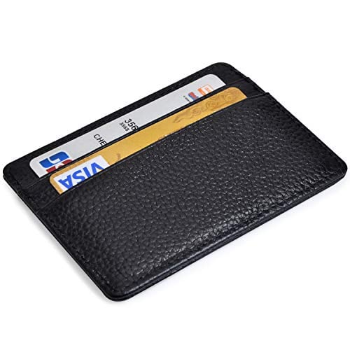EASTNIGHTS Credit Card Holder Slim Wallet Leather Minimalist Wallet with ID Window (black)