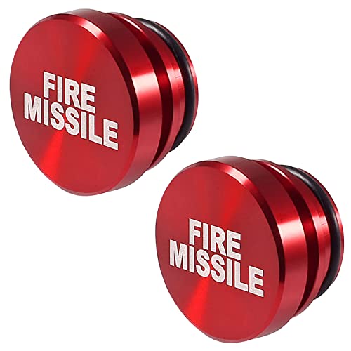 Fire Missile Cigarette Lighter Plug Car Novelty Lighter Button Red Covers Standard 12-Volt Replacement Fun Accessories Fits Most Automotive, Pack of 2