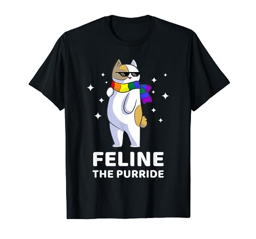 Feline The Purride LGBT Gay Pride Cat T-Shirt