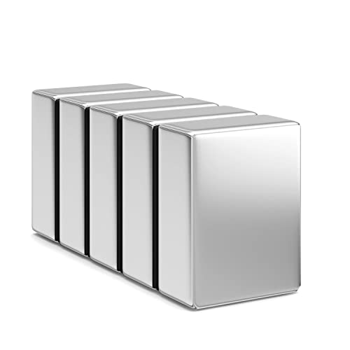 Realth Strong Magnets Rare Earth Magnetic Rectangular 1.18 x 0.79 x 0.39 5 Pack Neodymium Magnet for Fridge Shower Door Warehouse Work or Office Science Project Teaching Craft DIY(MC728)