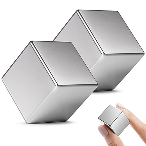 FINDMAG 1" Cube Neodymium Magnets Super Strong Rare Earth Magnet, The Strongest and Most Powerful Neodymium Magnets- Grade N52, Pack of 2