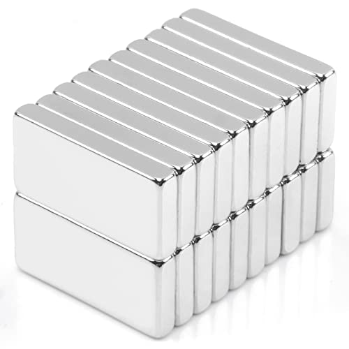 Small Neodymium Magnets for Craft,20Pcs Small Rectangular Magnets Strong Rare Earth Magnets,Strong Bar Magnets Heavy Duty,20x10x3mm Square Magnets for Fridge Cruise Industrial Kitchen Tool Storage