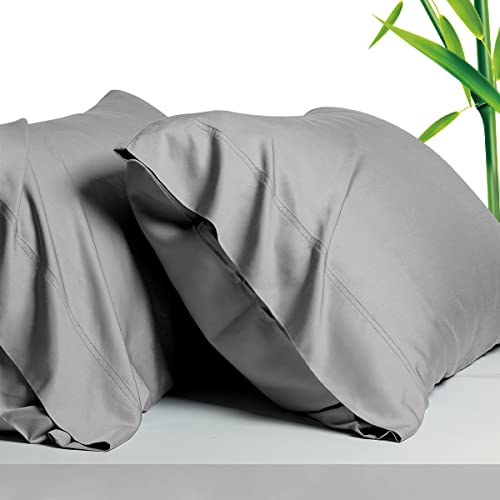 Breathable Bamboo Pillowcases Standard Size Set of 2-Pack for Hot Sleepers and Night Sweats- Softness and Cooling Pillow Cases-Envelope Closure Gery -20 x 26 Inches