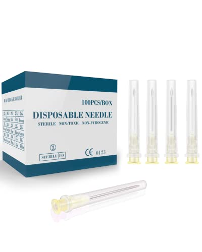 100 Pcs 20G 1 Inch Disposable Needle , Luer Lock Individual Package Of Injection Syringe Accessories, Dispensing Lab Tools, Suitable For Refilling Liquid, Inks,Plant And Industry