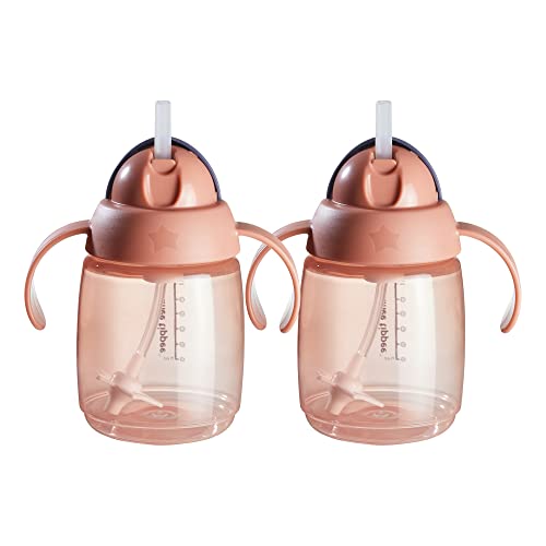 Tommee Tippee Superstar Weighted Straw Cup for Toddlers, 6m+, 10oz, 2 Pack Leak and Shake-Proof, Antimicrobial Technology