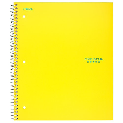 Five Star Spiral Notebook, 1 Subject, Graph Ruled Paper, 100 Sheets, 11" x 8-1/2", Yellow (06190AC6)