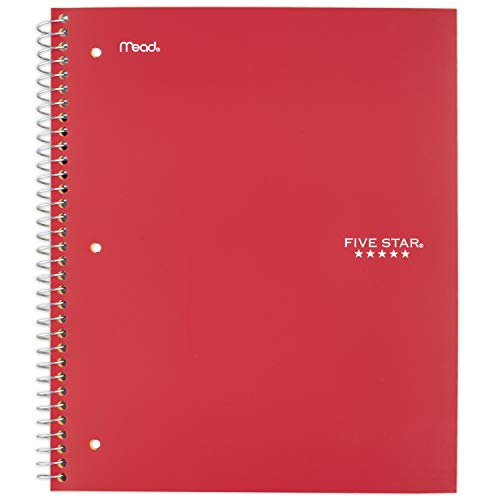 Five Star Spiral Notebook, 1 Subject, Graph Ruled Paper, 100 Sheets, 11" x 8-1/2" Sheet Size, Assorted Colors, Color Selected For You, 1 Count (06190)