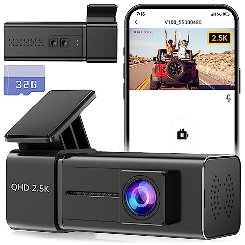 Dash Cam WiFi 2.5K 1440P Car Camera, E-YEEGER Front Dash Camera for Cars, Wireless Mini Dashcams with App, Night Vision, 24H Parking Mode, G-Sensor, Loop Recording, Free 32G Card, Support 256GB Max