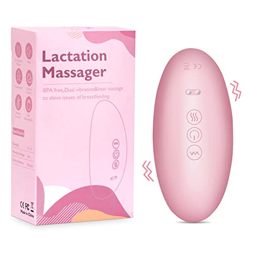 cueywan Lactation Massager, Breast Massager for Breastfeeding, Pumping, Heat & Vibration for Clogged Ducts, Engorgement Relief, Improve Milk Flow for Mom