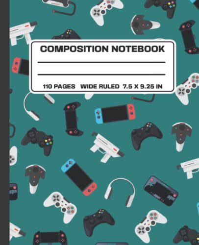 Composition Notebook Wide Ruled: Cute Composition Notebook For Kids, Teens & Students | Retro Gamer Consoles | 110 Pages (7.5 x 9.25) | School Supplies