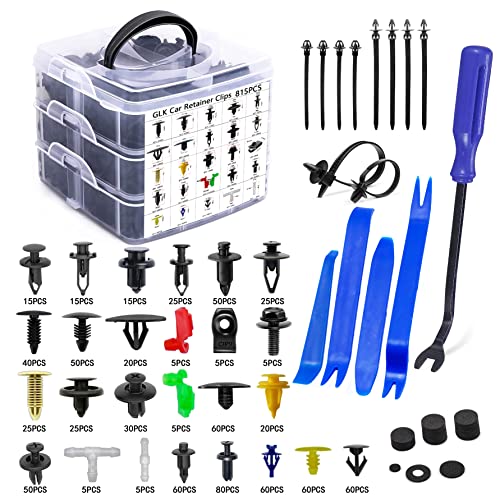 860Pcs Car Retainer Bumper Clips and Fastener Remover Kit 25 Sizes Auto Push Pin Rivets Door Trim Panel Clips for GM Ford Toyota Honda Acura Chrysler Blue