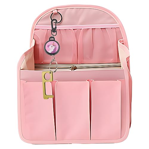 (New 3rd UPGRADE) Nylon Backpack Organizer Insert large, Backpack Organizer Insert , Women Backpack For Mummy Coach MCM LV JanSport Anello (Large, Pink) 