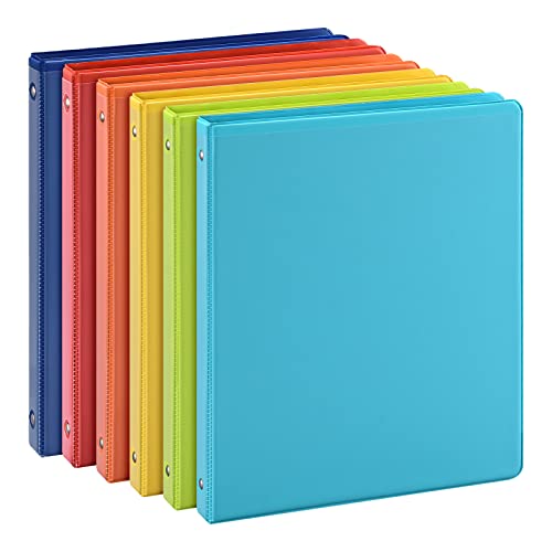 0.5-inch 3-Ring Binder with 2 Interior Pockets, 0.5'' Basic Binders Holds US Letter Size 8.5'' x 11''for Office/Home/Back to School, 6 Pack (Assorted 6 Colors)