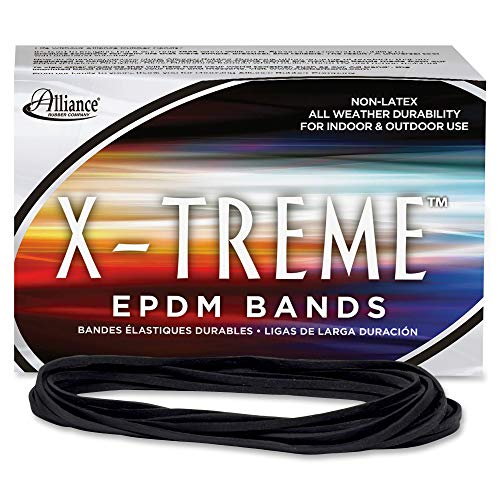 Alliance X-treme File Bands - Long Lasting 7 x 1/8 Inches Black EPDM Non-Latex Archival File Bands - 1 Pound Box (approx 200 pieces)