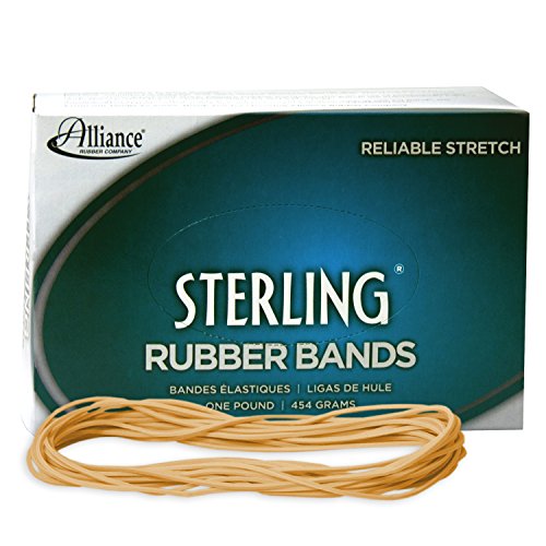 Alliance Rubber 24255 Sterling Rubber Bands Size #117A, 1 lb Box Contains Approx. 500 Bands (7" x 1/16", Natural Crepe) Beige