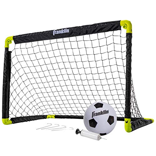 Franklin Sports Kids Mini Soccer Goal Set - Backyard/Indoor Mini Net + Ball Set with Pump - Portable Folding Youth Goal Set - 36" x 24"