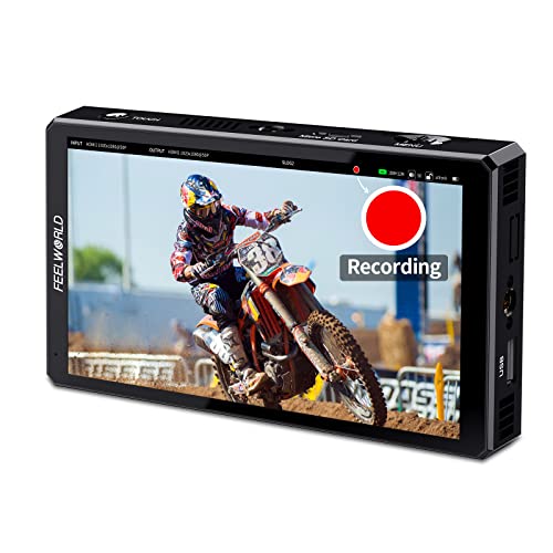 FEELWORLD CUT6 6 Inch Recording Monitor Field Camera DSLR USB2.0 Recorder, 1920x1080 Touch Screen Waveform HDR HDMI Loop Out LUT 4K HDMI Input