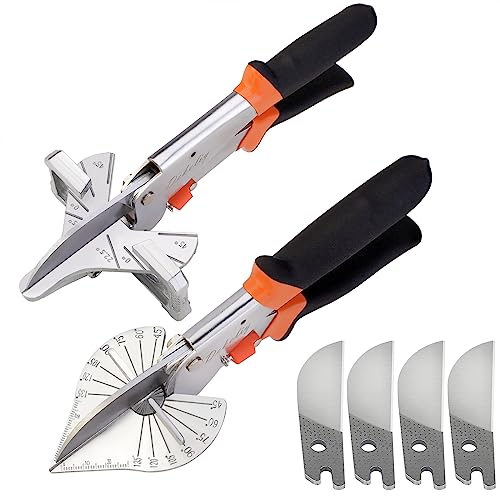 Dekeliy Miter Shears 2 Pack,Multifunctional Trunking Shears for Angular Cutting of Moulding and Trim,Quarter Round Cutting Tool Adjustable at 22.5 to 135 Degree,Hand Tools for Cutting Wood and Plastic
