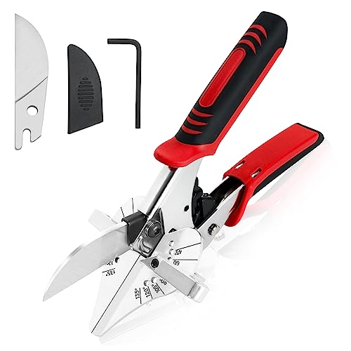 GARTOL Ratchet Miter Shears for Angular Cutting Molding Crafting, Shoe Molding & Quarter Round Cutting Tool Miter Cutter, Adjust at 45-135 Degree Multi-Angle Cutter Hand Tool for Soft Wood, PVC, MDF