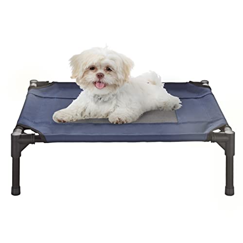 Elevated Dog Bed  24.5x18.5 Portable Bed for Pets with Non-Slip Feet  Indoor/Outdoor Dog Cot or Puppy Bed for Pets up to 25lbs by Petmaker (Blue), Small