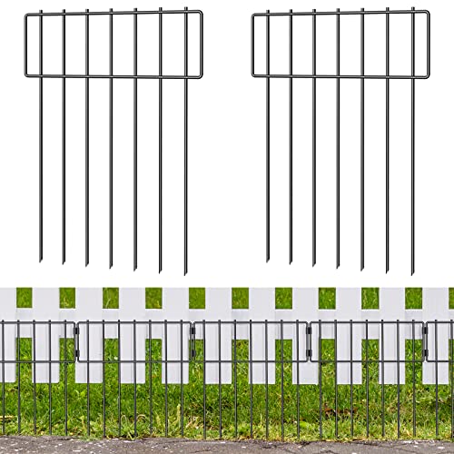10 Pack Animal Barrier Fence, Total 16.7 Inch(H) X 10.8 Ft(L) Decorative Garden Fence, Rustproof Metal Barrier Bottom Fence, Dog Rabbits Ground Stakes Border Fence for Garden.