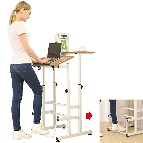 SDADI Adjustable Height Standing Desk with Swinging Footrest Optional for Standing and Seating 2 Modes, Dark Grain L101XWFDT