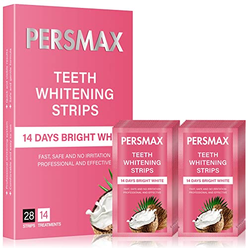 PERSMAX Teeth Whitening Strips 14 Treatments, Enamel Safe for Whiter Teeth, Non-Slip Sensitivity Free Dental Teeth Whitening Kit, Pack of 28 Strips
