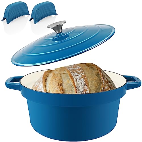 CUKOR Cast Iron Dutch Oven with Lid,6QT Non-stick Dutch Oven Pot for Cooking, Cast Iron Bread Pan with Lid,Bread Baking,Enamel Pot Coated Cookware