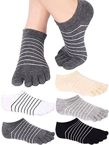 5 Pairs Stripe Toe Socks Finger Socks Low Cut Colorful Socks for Women Girl Supplies (Stylish Style, Classic Colors)