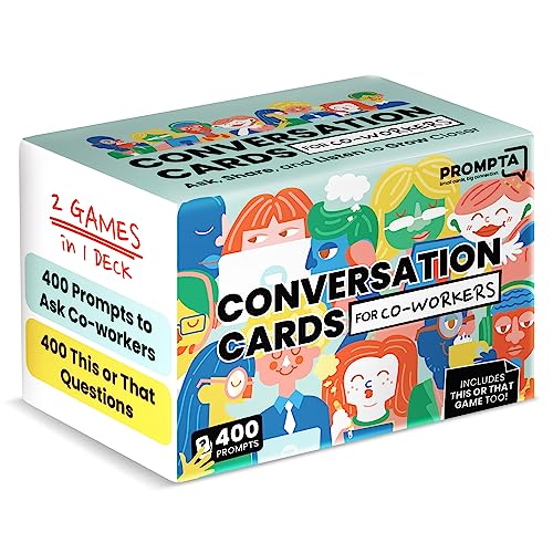 Conversation Cards for Coworkers - 400 Questions from Light to Deep and 400 Fun This or That Prompts - Break The Ice Team Building Games for Work - Icebreaker Question Card Game for Adults at Work