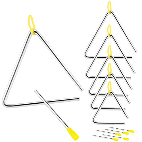 MUKCHAP 6 Pack Musical Triangle Instrument Set, 4, 5, 6, 7, 8, 9 Inch Musical Triangle with Striker, Musical Steel Triangle Percussion Instrument for Rhythm Educationand Christmas Ornament