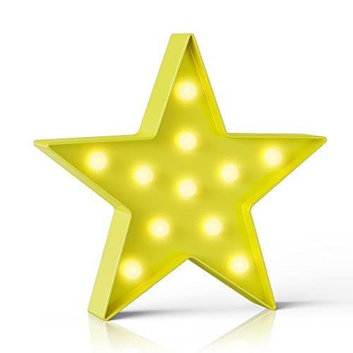 Ganrami Yellow Star Birthday Party Decorations, Battery Powered Star Night Light for Kids, Kids Room Decor for Bedrooms, Baby Night Light, Toddler Room Decor, Kids Room Decor, Wall Decor for Bedroom