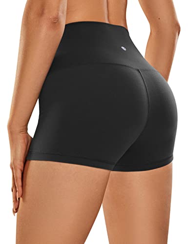 CRZ YOGA Womens Butterluxe Biker Shorts 2.5 Inches - High Waisted Yoga Workout Running Volleyball Spandex Booty Shorts Black Medium