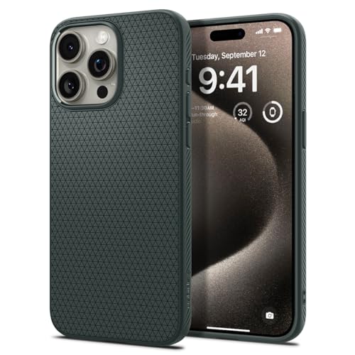 Spigen Liquid Air Armor Designed for iPhone 15 Pro Case (2023), [Military-Grade Protection] - Abyss Green