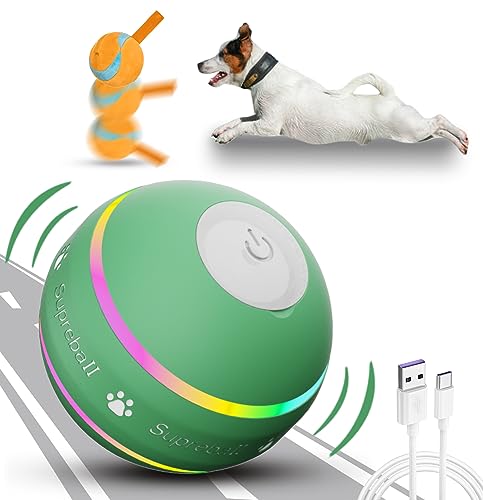 BARHOMO Dog Balls,The 3rd Generation Interactive Dog Toys for Puppy/Small/Medium/Large Dogs,Improved Dog Rolling Effect Tennis Ball with Strap, Tough Motion Activated Automatic Moving Dog Ball Toys