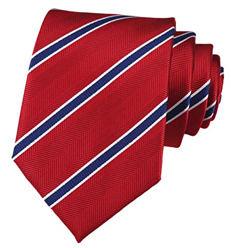 Men Repp Red and Blue Slim Ties Narrow Striped Woven Patriotic Office Matching uk Neckties