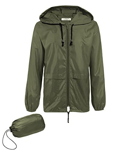 COOFANDY Packable Rain Jacket Men's Lightweight Waterproof Rain Shell Jacket Raincoat with Hood for Golf Cycling Windbreaker