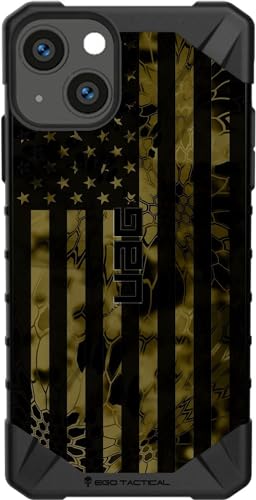 EGO TACTICAL UAG Urban Armor Gear Case for iPhone 15 Pro Max [6.7" Screen] Limited Edition Printed in The USA Kryptek OD Green Camo Subdued US Flag Reversed