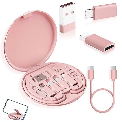 YANZIE USB Adapter, Micro USB Charging Cable with USB C Lighting Adapter, Lighting to USB C Adapter, Multi Charging Cable Storage Box Contains SIM Card Holder