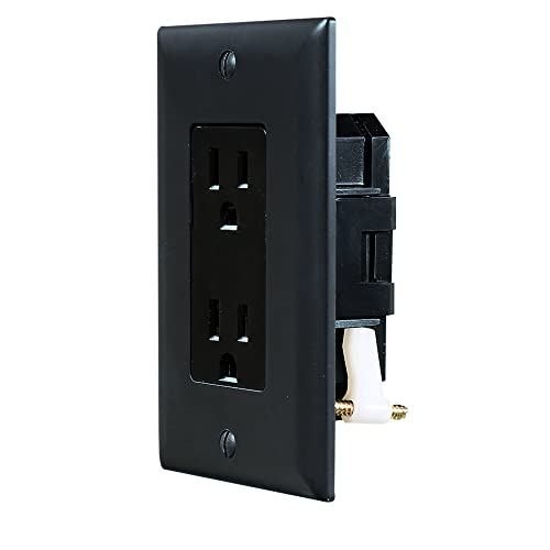 RV Designer S817, Self Contained Dual Outlet with Cover Plate, Black, AC Electrical