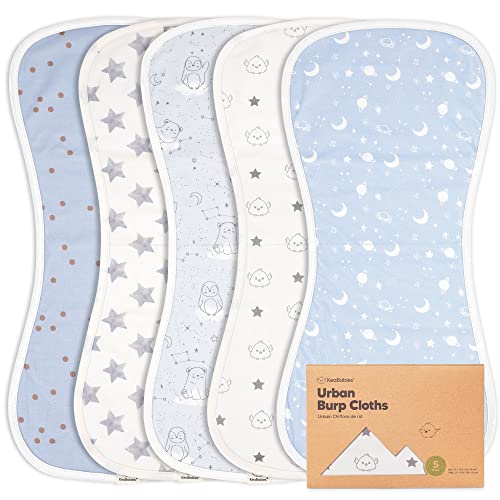 5-Pack Organic Burp Cloths for Baby Boys and Girls - Ultra Absorbent Burping Cloth, Burp Clothes, Newborn Towel - Milk Spit Up Rag, Burpy Cloth Bib for Unisex, Boy, Girl, Burp Cloths (Constellation)